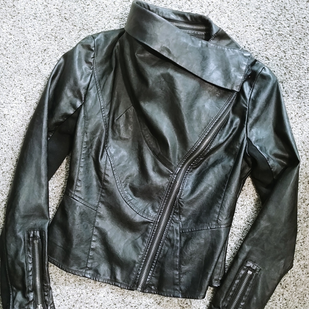 BLANKNYC Leather Zip Up Moto Style Jacket